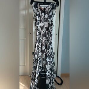 BCBGMaxAzria Black and White Floral Maxi Dress